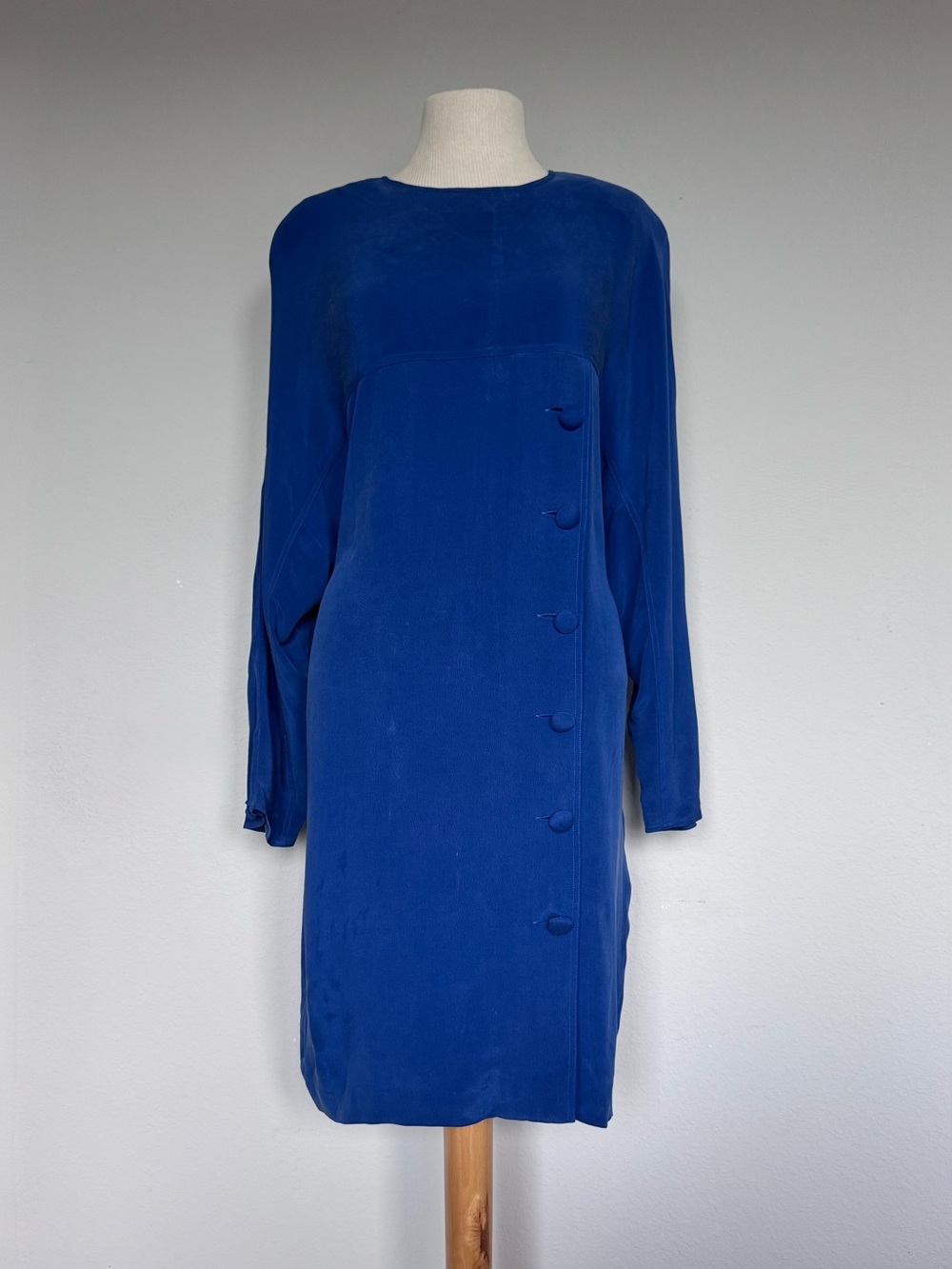 Vintage 90s Royal Blue Papell Too 100% Silk Shift Dress